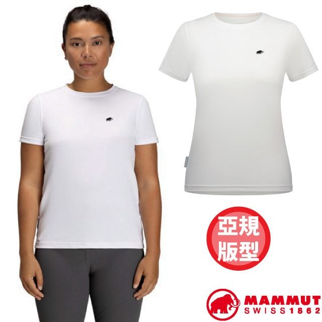 MAMMUT 長毛象 女 Mammut Essential T-Shirt AF 防曬LOGO布章短袖T恤/防紫外線係數UPF 50+/1017-05090-00471 白 PRT1