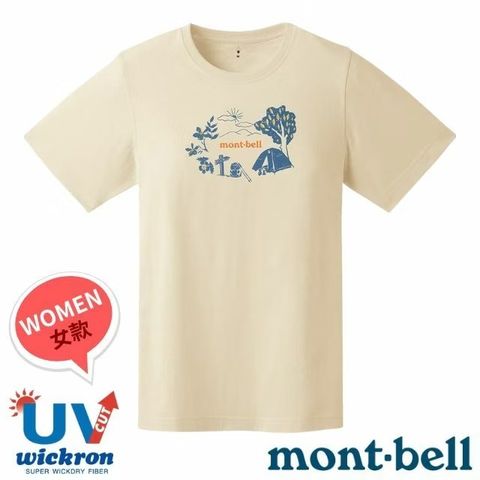 【mont-bell】女 Wickron 吸濕排汗短袖T恤(野營宿泊) 1114785 IV 象牙白