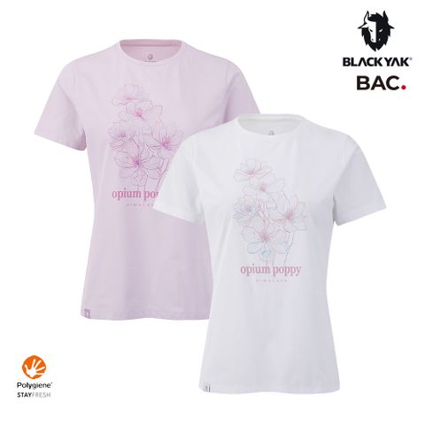 【BLACKYAK】女 FLOWER短袖上衣(丁香紫粉/白色)-吸濕快乾 抗菌除臭 印花T恤|BYEB1WC504