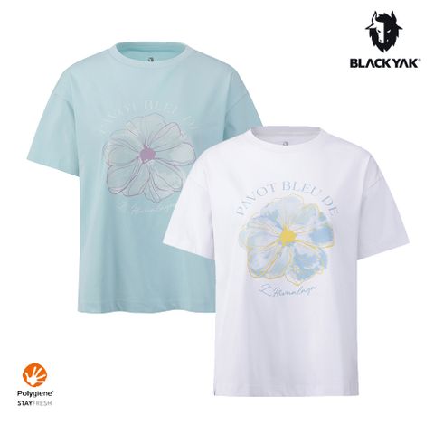 【BLACKYAK】女 BIG FLOWER EASY FIT短袖上衣(兩色)-銀離子 抗菌 除臭|BYEB1WC503
