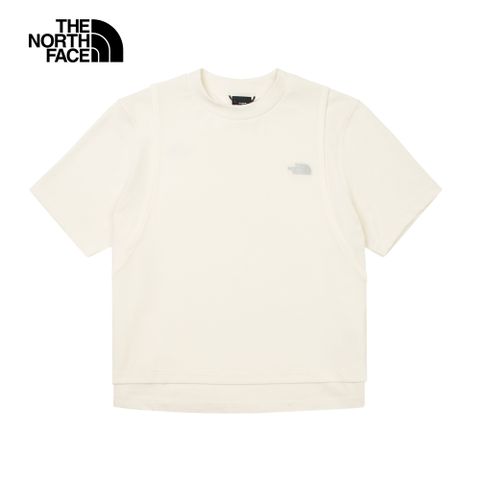 The North Face北面UE女款米白色純棉短袖T恤｜8CMEQLI
