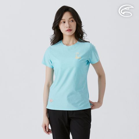 女浪花洞洞短袖圓領透氣圖T AL2511012 加勒比藍 (S-3XL)