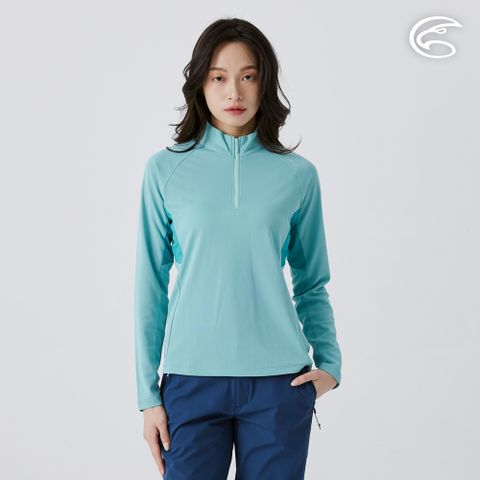 女UPF50+防曬抑菌半門襟長袖排汗衣 AL2511023 湖綠 (S-XL)