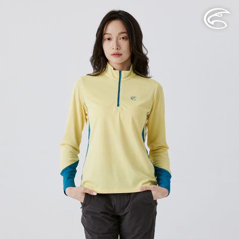 女UPF50+防曬抑菌半門襟長袖排汗衣 AL2511024 青檸黃 (S-XL)