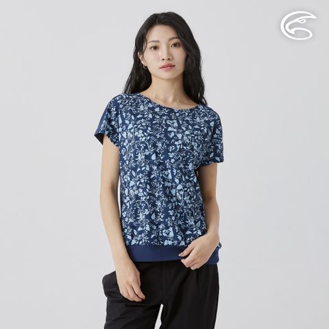 女彈性乾爽快排印花上衣 AL2511065 深藍 (M-2XL)