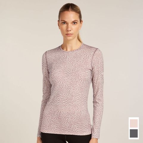 【紐西蘭icebreaker】女 Oasis 圓領長袖上衣 (羽形律動)-200