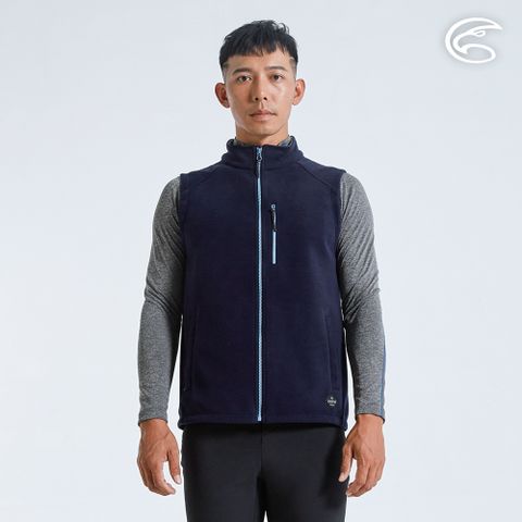 ADISI 男雙層超細纖維抗風保暖背心AV2321085 (S-2XL) 青黛藍刷毛 輕抗風 輕量 彈性 透氣