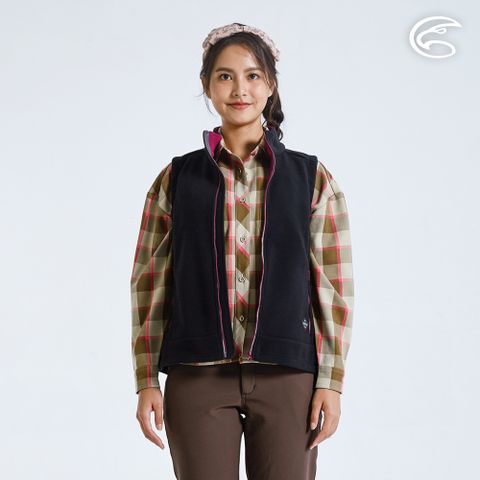 ADISI 女雙層超細纖維抗風保暖背心AV2321087 (S-2XL) 黑色｜刷毛 輕抗風 輕量 彈性 透氣