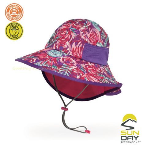 UPF50+防曬Sunday Afternoons 兒童 抗UV防潑透氣護頸帽(安全扣) 紫紅繁花 Kids Play Hat