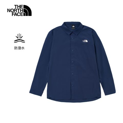 The North Face 北面 男款藍色DWR防潑水長袖襯衫｜4NCQ8K2