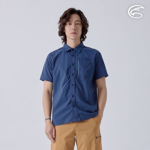 ADISI AL2411019男UPF50+透氣快乾短袖襯衫/湖水藍