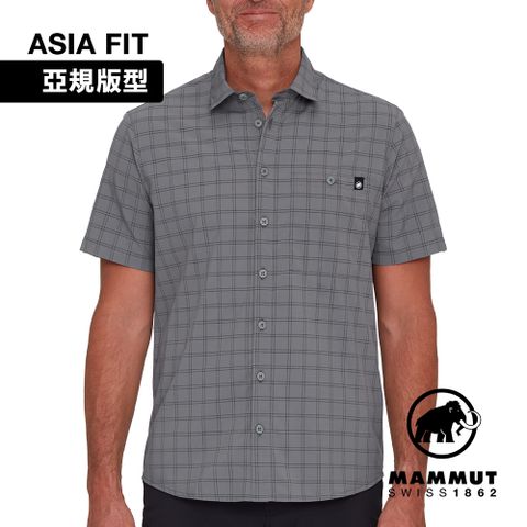 MAMMUT 長毛象 Lenni Shirt AF Men 機能短袖格紋襯衫 男款 鋼鐵灰/黑 #1015-01660