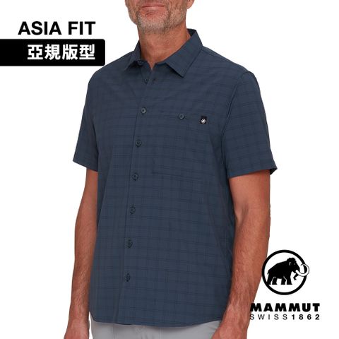 MAMMUT 長毛象 Lenni Shirt AF Men 機能短袖格紋襯衫 男款 海洋藍/黑 #1015-01660