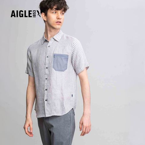【AIGLE】男 快乾短袖襯衫｜AG-1PJ13A110 灰色