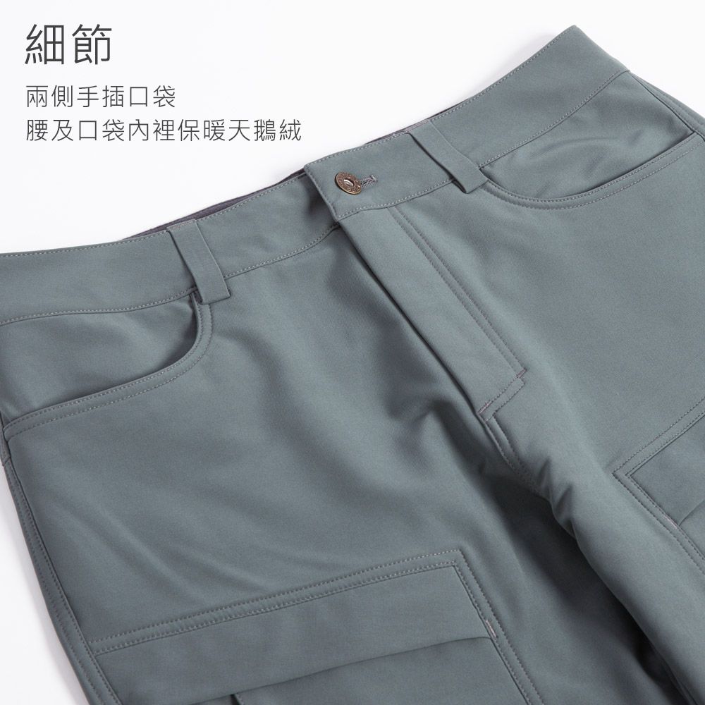 細節兩側手插口袋腰及口袋內裡保暖天鵝絨