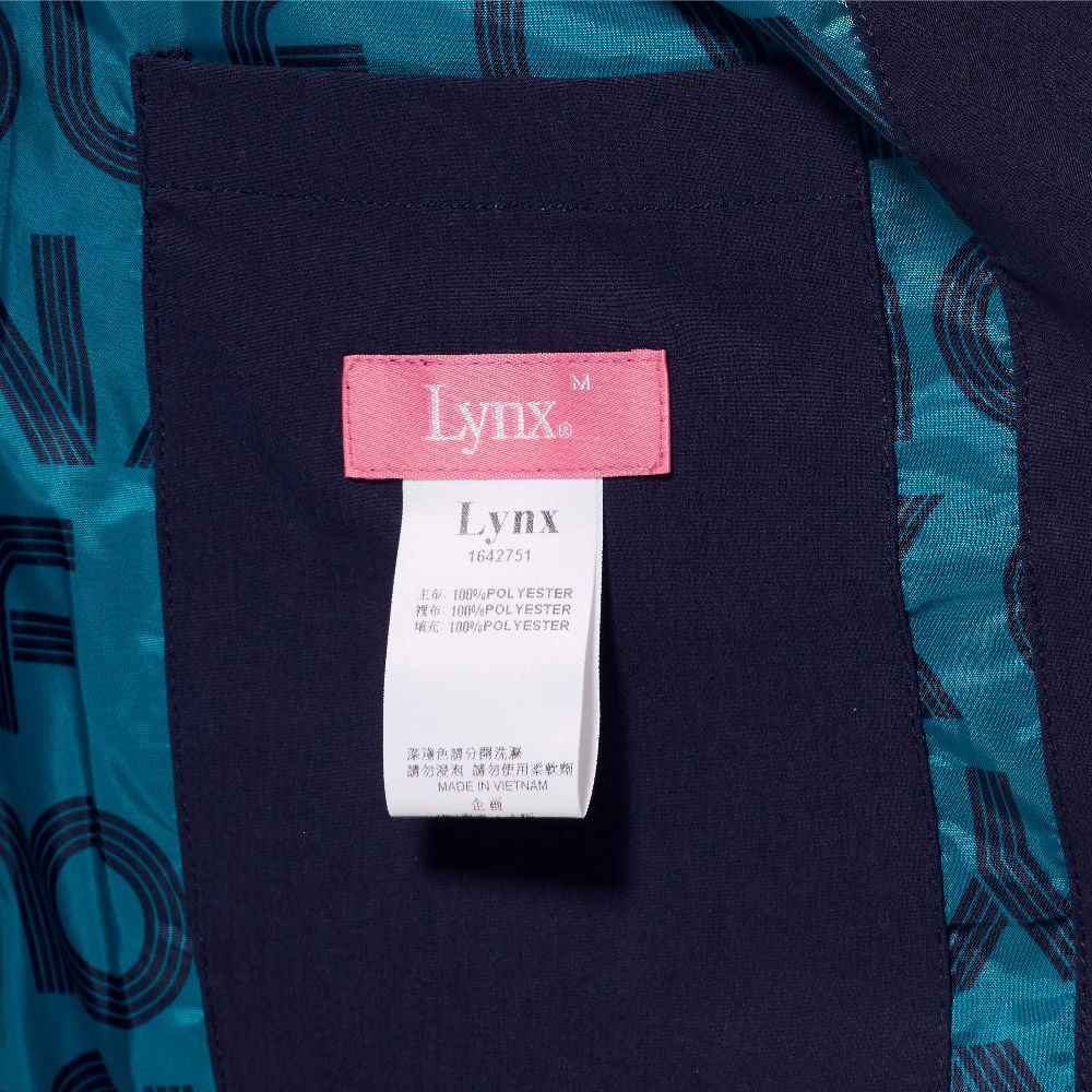 MLynx Lynx1642751%POLYESTER 100%POLYESTER填充100%POLYESTER深淺色分開洗請勿浸泡 請勿使用柔軟劑MADE IN VIETNAM企