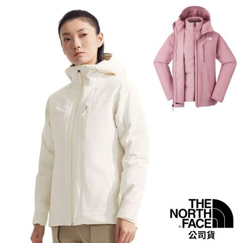 The North Face 北面 女 DRYVENT 兩件式防風防水透濕保暖連帽外套.羽絨夾克.大衣/600蓬鬆度鵝絨內件/89Y7