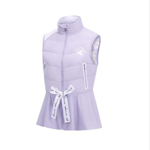 HONMA 本間高爾夫 女款荷葉羽絨背心 日本高爾夫專業品牌(S-M 淺紫 HWJD321H128)