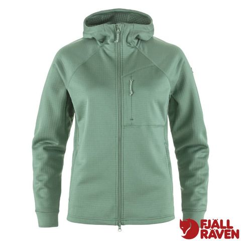 Fjallraven 小狐狸 女 Abisko Grid Fleece Hoodie 輕量保暖連帽刷毛夾克.外套/適登山健行/14600184-614 綠繡