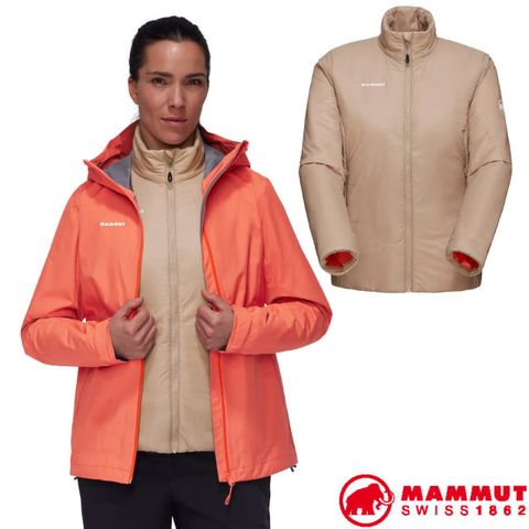 MAMMUT 長毛象 女 Alto Light 3 in 1 HS Hooded 輕量透氣防水連帽兩件式外套.夾克/1010-30880-2282 蜜桃粉/薩凡納褐