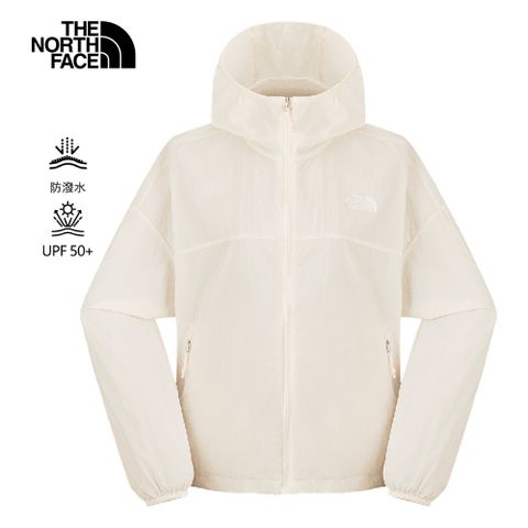 The North Face北面女款米白色DWR防潑水連帽外套｜8EXEQLI