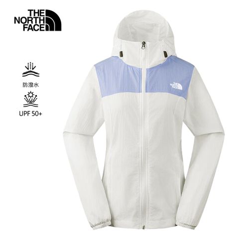 The North Face北面女款紫白拼接DWR防潑水連帽外套｜8EYJFO3