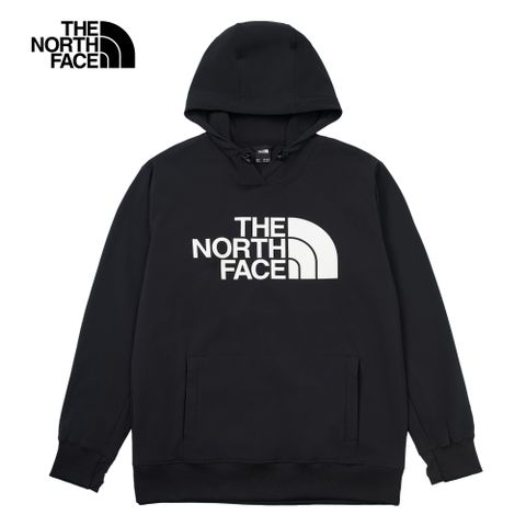 The North Face 北面 男款黑色DWR防潑水大尺寸印花長袖帽T｜82V64H0