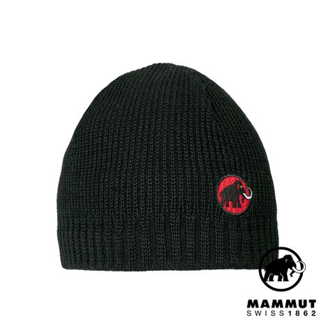 MAMMUT 長毛象 Sublime Beanie 刺繡LOGO保暖羊毛帽 黑色 #1191-01542