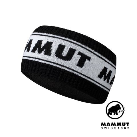 MAMMUT 長毛象 Peaks Headband 保暖針織LOGO頭帶 黑/白 #1191-01440