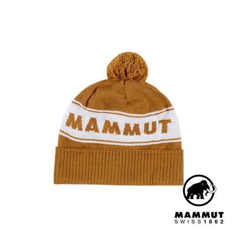 MAMMUT 長毛象 Peaks Beanie 保暖針織LOGO毛球羊毛帽 獵豹褐 #1191-01100