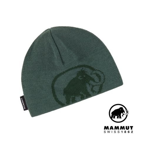 MAMMUT 長毛象 Tweak Beanie 保暖針織LOGO羊毛帽 深玉石綠/綠樹林 #1191-01352