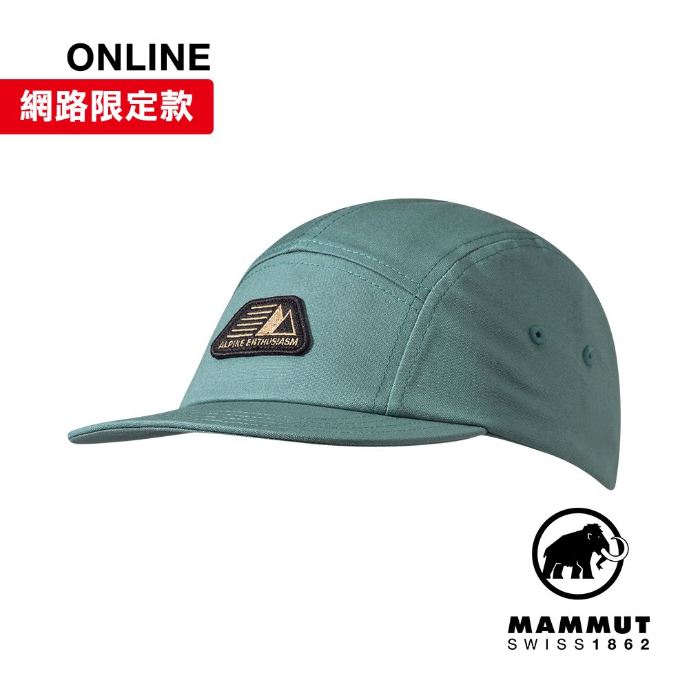 MAMMUT 長毛象 Five Panel Cotton Cap 休閒有機棉露營帽 深玉石綠 #1191-01820