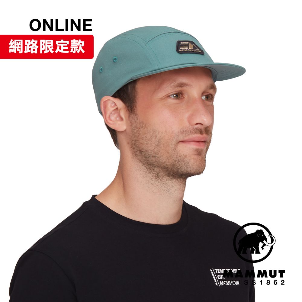 MAMMUT 長毛象 Five Panel Cotton Cap 休閒有機棉露營帽 深玉石綠 #1191-01820