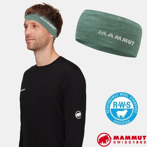 MAMMUT 長毛象 Tree Wool Headband 羊毛混紡快乾抗臭頭帶.保暖透氣防臭.休閒運動頭/1191-01930-40237 深玉石綠