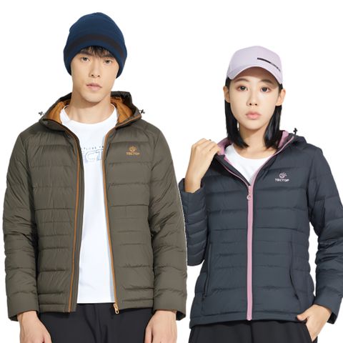 TECTOP探拓戶外【男款9239469.女款9239470】雙色連帽羽絨服