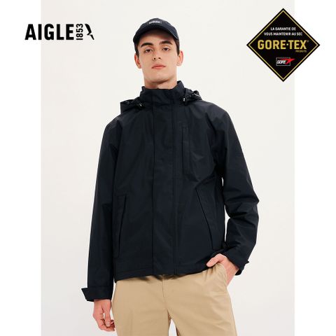 AIGLE 男 GORE-TEX 輕量防水透氣外套AG-4P130A100 黑色(男外套 防水透氣外套 Goretex)