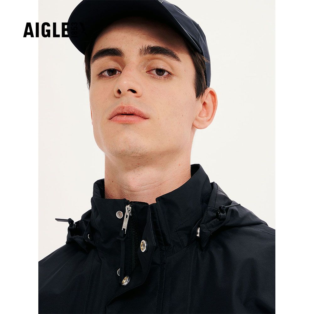 AIGLE 男 GORE-TEX 輕量防水透氣外套AG-4P130A100 黑色(男外套 防水透氣外套 Goretex)