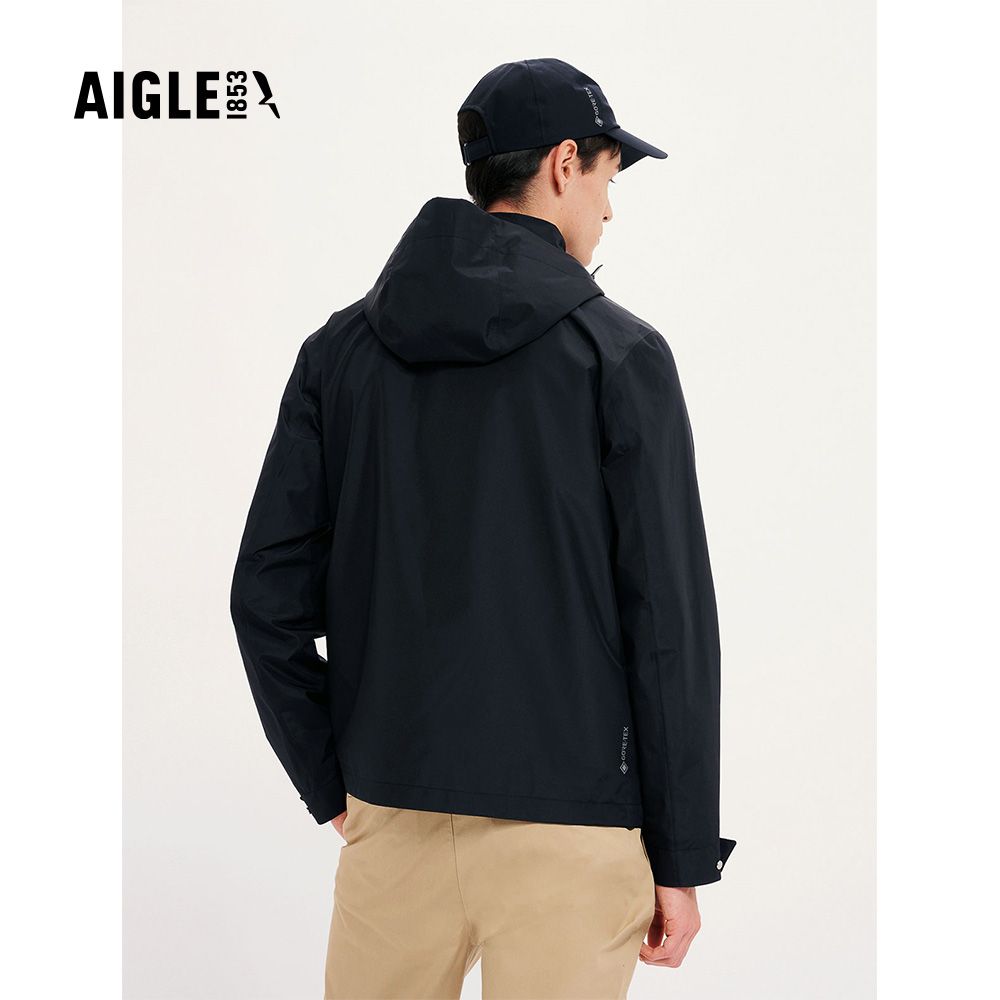 AIGLE 男 GORE-TEX 輕量防水透氣外套AG-4P130A100 黑色(男外套 防水透氣外套 Goretex)