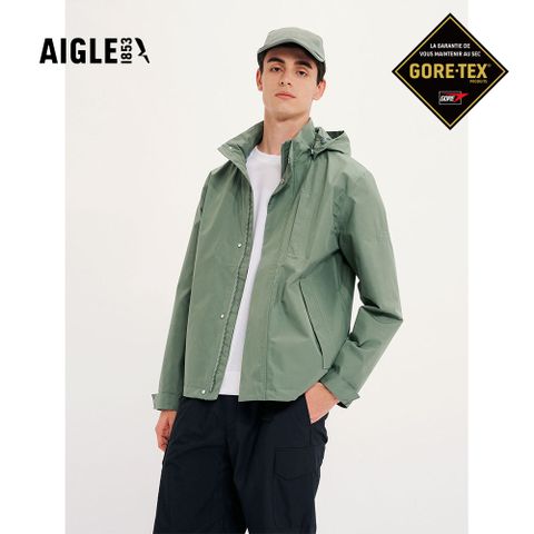 AIGLE 男 GORE-TEX 輕量防水透氣外套AG-4P130A243 深灰綠(男外套 防水透氣外套 Goretex)