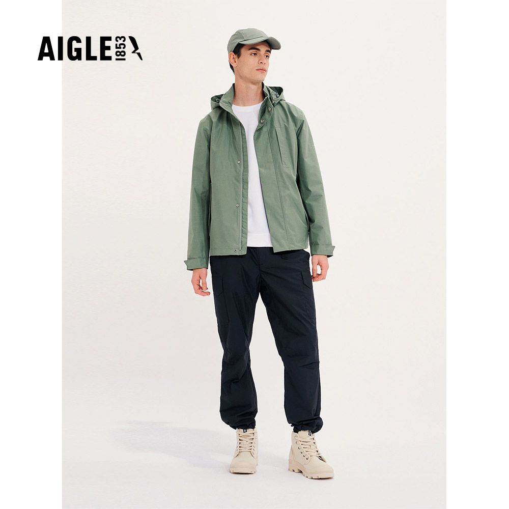 AIGLE 男 GORE-TEX 輕量防水透氣外套AG-4P130A243 深灰綠(男外套 防水透氣外套 Goretex)
