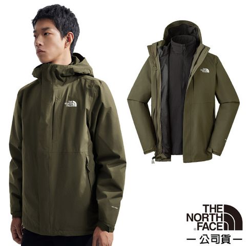 The North Face 北面 男 3效能 防水透氣防風耐磨連帽二件式外套(亞洲版型)/夾克.風雨衣/DryVent 全壓膠/81RN-BQW 烏木綠