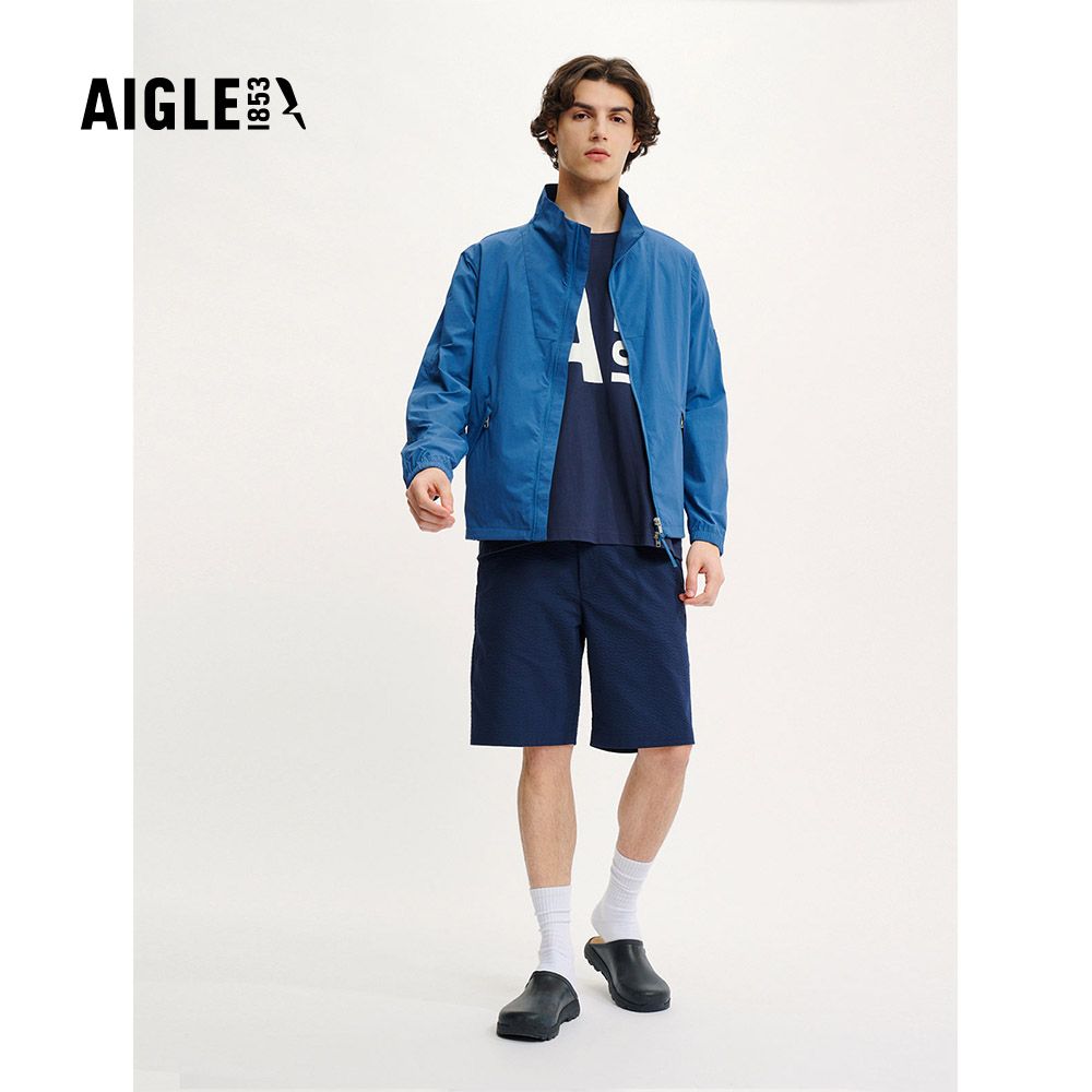 AIGLE 男 抗UV防潑彈性外套AG-4P136A052 海軍藍(男外套 抗UV外套 防潑水外套)