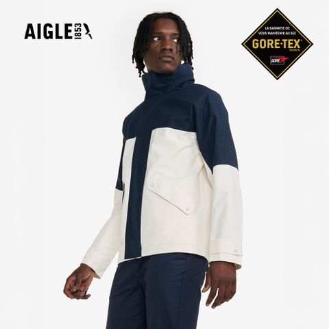【AIGLE】男 GORE-TEX 防水透氣外套｜AG-4A103A143 白/藍