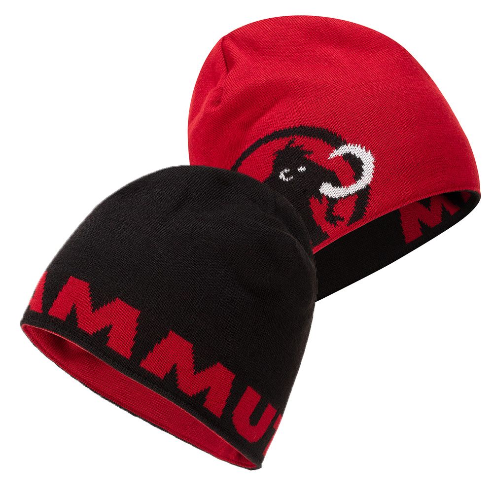 MAMMUT 長毛象 Logo Beanie 正反兩用LOGO保暖羊毛帽 黑色 #1191-04891