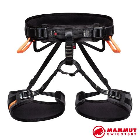 MAMMUT 長毛象 Ophir 4 Slide 頂級可調式登山攀岩安全吊帶(符合安全檢驗合格).適繩索作業/2020-00841-00430 黑/橘