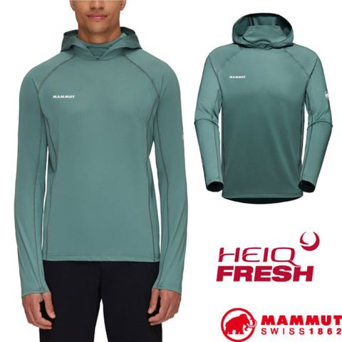 MAMMUT 長毛象 【瑞士  】男 Selun FL Sun Hoody 保暖長袖連帽T恤/1016-01420-40236 深玉石綠