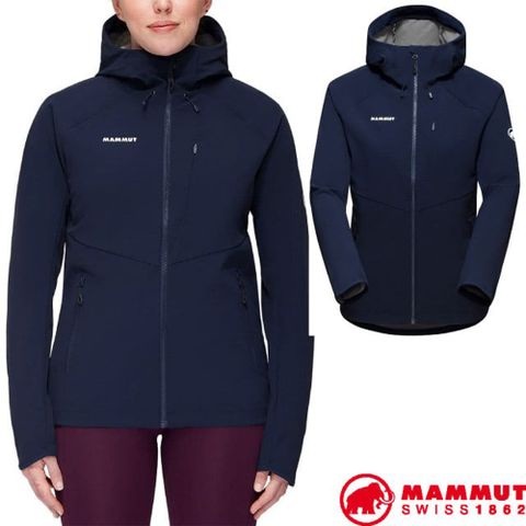 【瑞士 MAMMUT 長毛象】女 Ultimate Comfort 經典軟殼連帽外套/1011-01960-5118 海洋藍