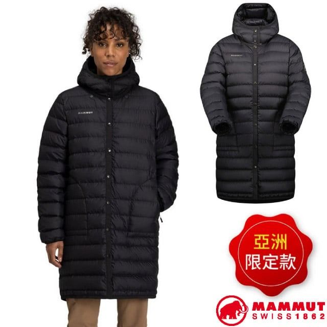 MAMMUT 長毛象 女 Seon IN Cardigan long AF長版連帽羽絨保暖外套/1013-02920-0001 黑