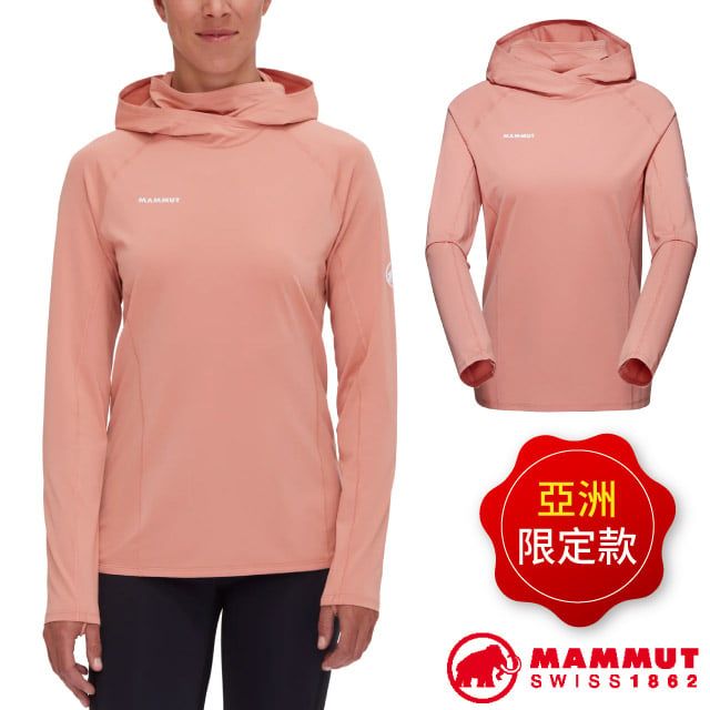 MAMMUT 長毛象 AF 女 Selun FL Sun Hoody 機能套頭連帽上衣.高領面罩休閒衫.連帽T恤/HeiQ Fresh FFL無銀防臭/1016-01410-3770 石英粉