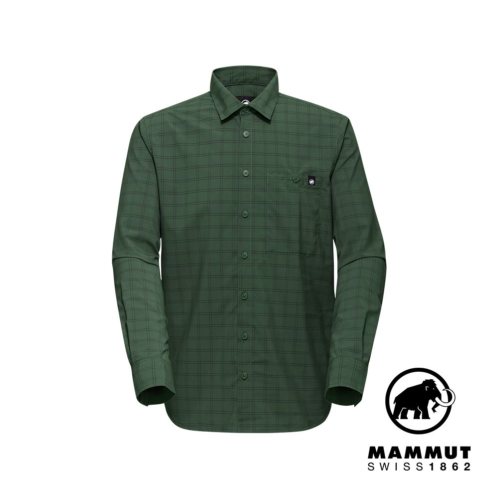 MAMMUT 長毛象 Lenni Longsleeve Shirt Men 機能長袖格紋襯衫 男款 綠樹林/黑 #1015-01460